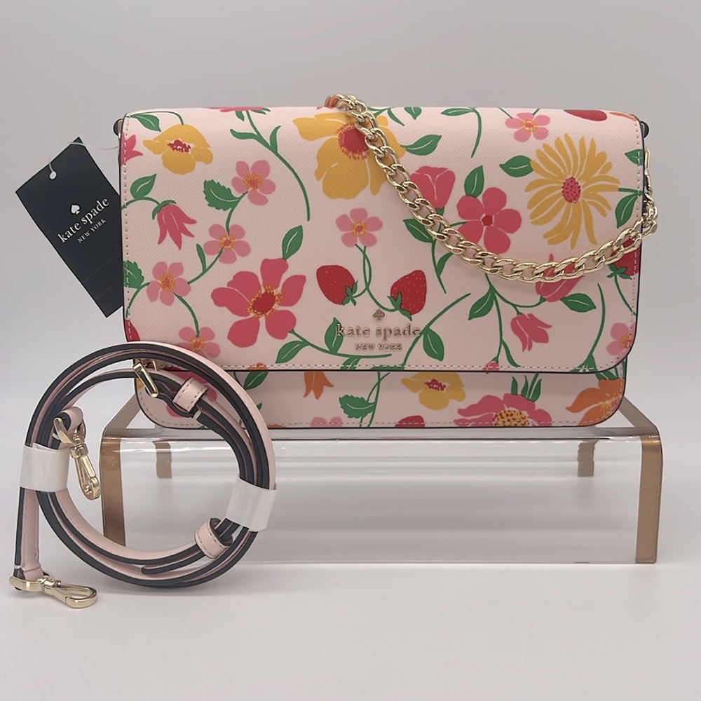 Kate Spade Madison Strawberry Garden Printed Flap Convertible Crossbody